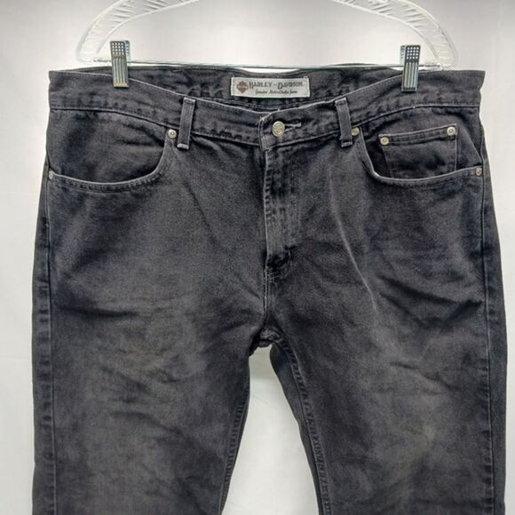 Vintage Harley Davidson Jeans 36x30 Mens Relaxed Leg Black Denim 38W. Y2K - Picture 3 of 13